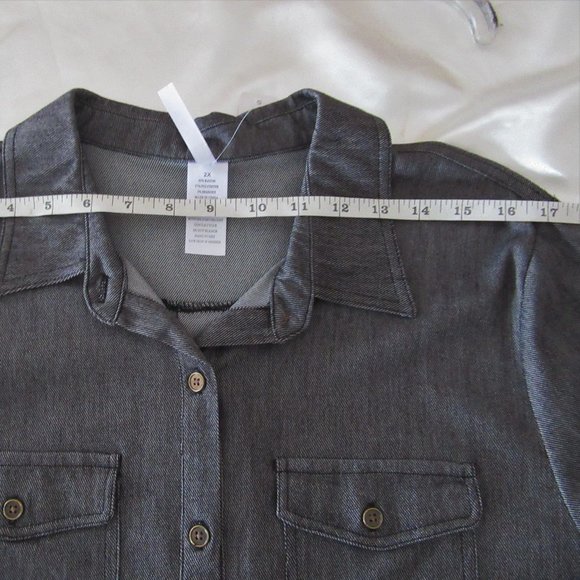 New Long Sleeve Blk Jean look Blouse - - Picture 5 of 9